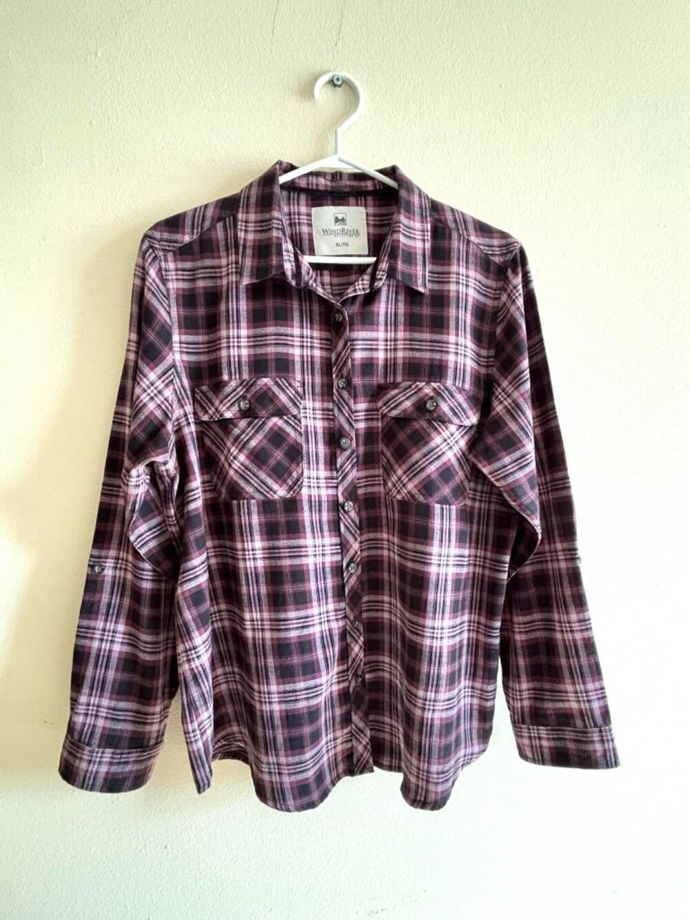 WindRiver Flannel Shirt Women's XL Plum & Black Long Sleeve